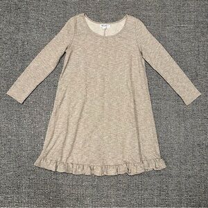 WONDERLAND Cream-Tan Ruffle Hem Long Sleeve Dress